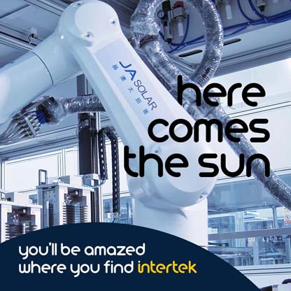 A robotic arm branded with 'JA Solar'